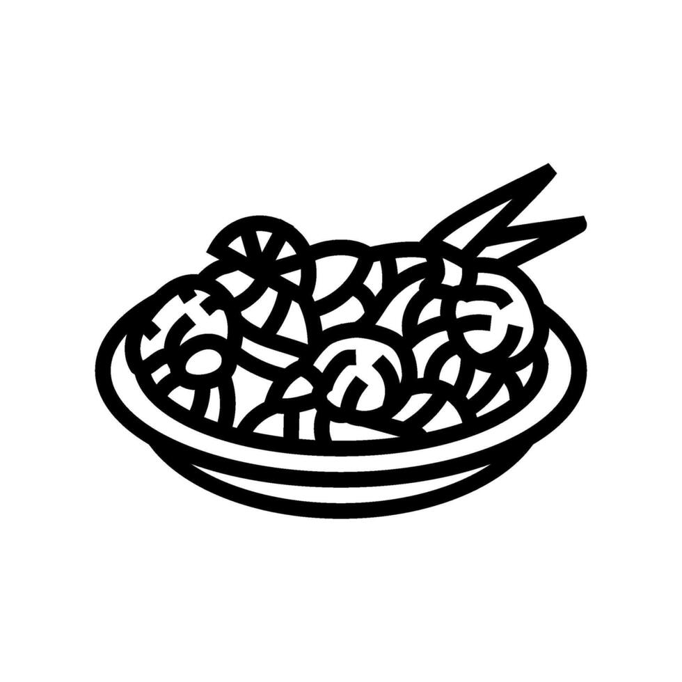 Pad thailändisch Küche Linie Symbol Vektor Illustration