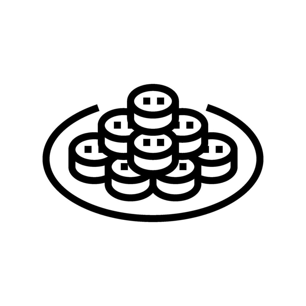 kimbap Rollen Koreanisch Küche Linie Symbol Vektor Illustration