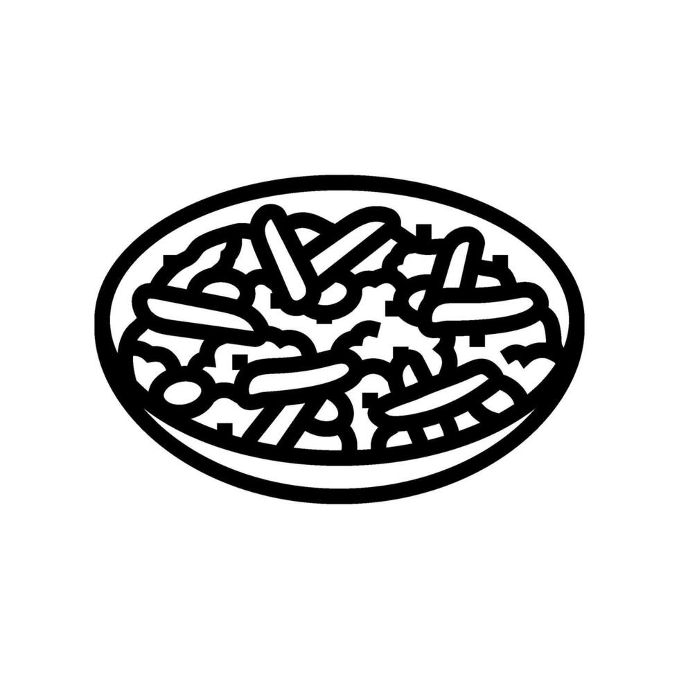 dak Galbi Koreanisch Küche Linie Symbol Vektor Illustration