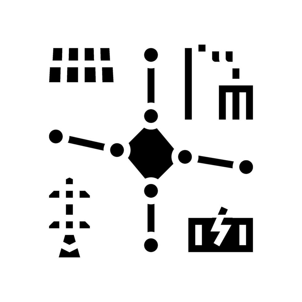 dezentral Energie Glyphe Symbol Vektor Illustration
