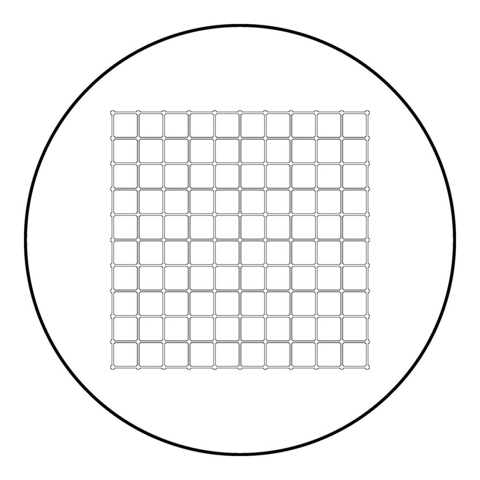 Platz Gitter kariert Symbol im Kreis runden schwarz Farbe Vektor Illustration Bild Gliederung Kontur Linie dünn Stil