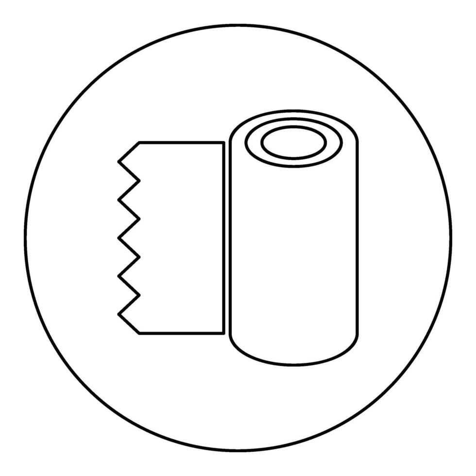 rulla papper handduk disponibel slå in tapet tyg vävnad kontor Utrustning ikon i cirkel runda svart Färg vektor illustration bild översikt kontur linje tunn stil
