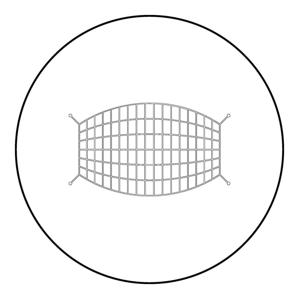 Fischnetz Seil Netz Symbol im Kreis runden schwarz Farbe Vektor Illustration Bild Gliederung Kontur Linie dünn Stil