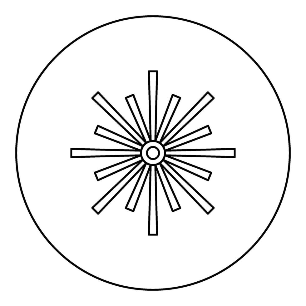 Laser- Optik Strahl Blitz Funken linear Strahl Beleuchtung Symbol im Kreis runden schwarz Farbe Vektor Illustration Bild Gliederung Kontur Linie dünn Stil