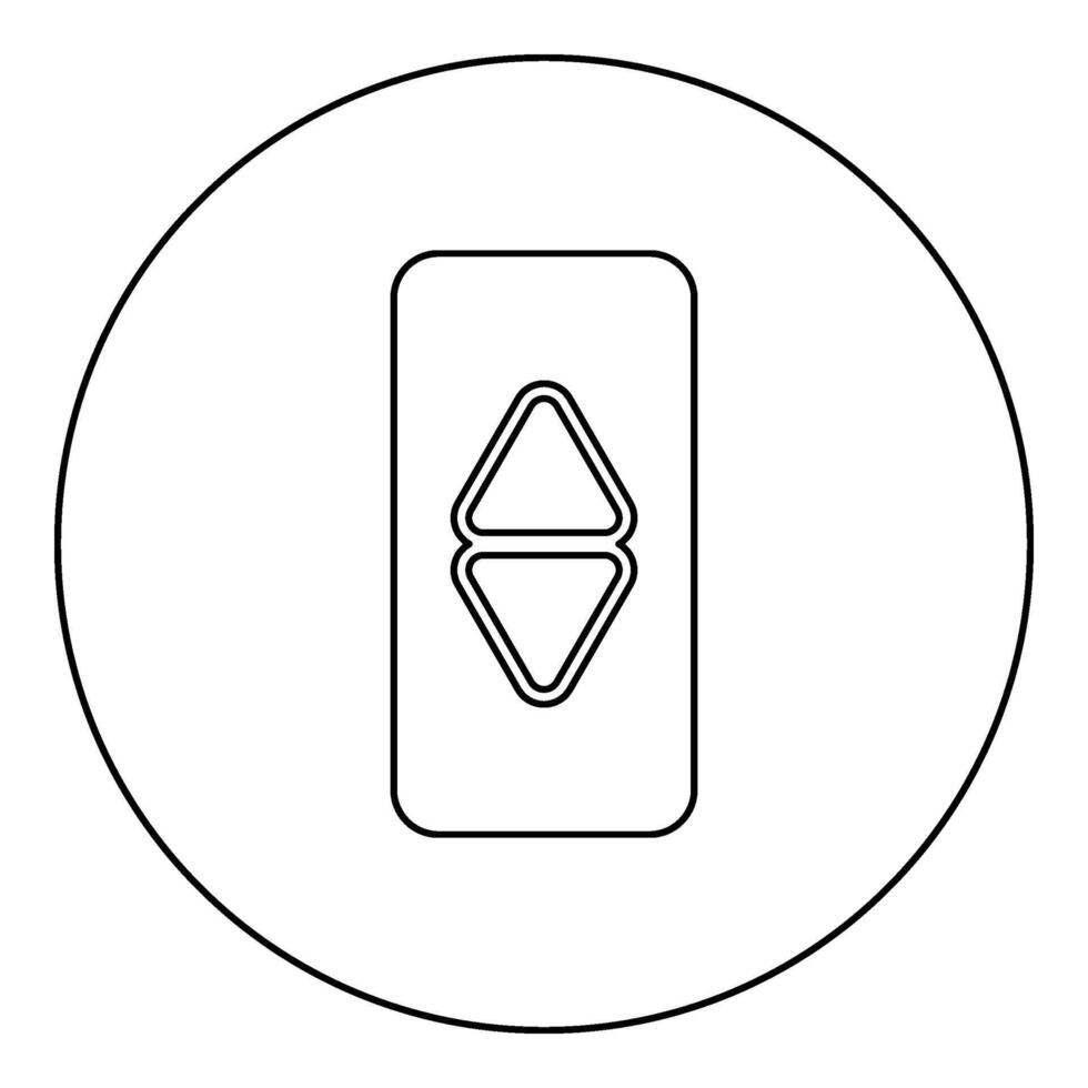 hiss knapp hiss panel upp och ner varje golv med pil val ikon i cirkel runda svart Färg vektor illustration bild översikt kontur linje tunn stil