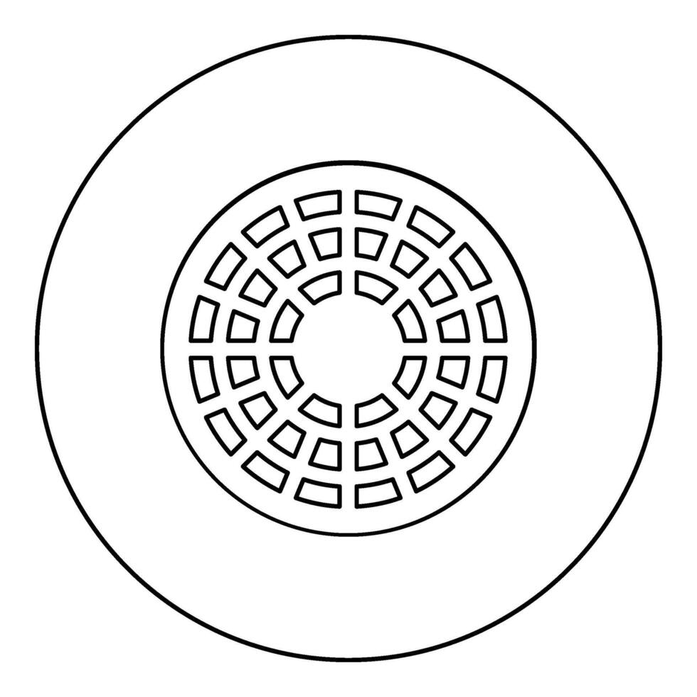 Kanal Luke Mannloch Startseite Symbol im Kreis runden schwarz Farbe Vektor Illustration Bild Gliederung Kontur Linie dünn Stil