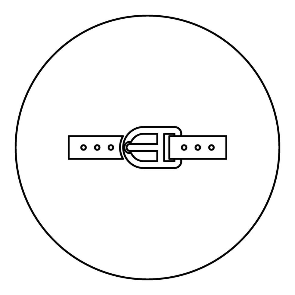 Hose Gürtel Leder Umreifung mit Schnalle Hose Symbol im Kreis runden schwarz Farbe Vektor Illustration Bild Gliederung Kontur Linie dünn Stil