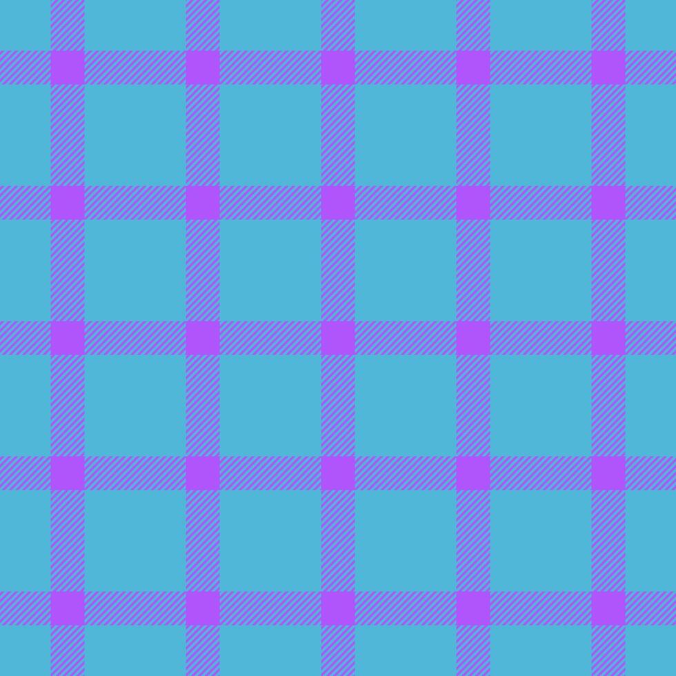 zerkratzt Textil- Vektor Muster, Pop prüfen Tartan Stoff. Rahmen Hintergrund Plaid Textur nahtlos im cyan und violett Farben.