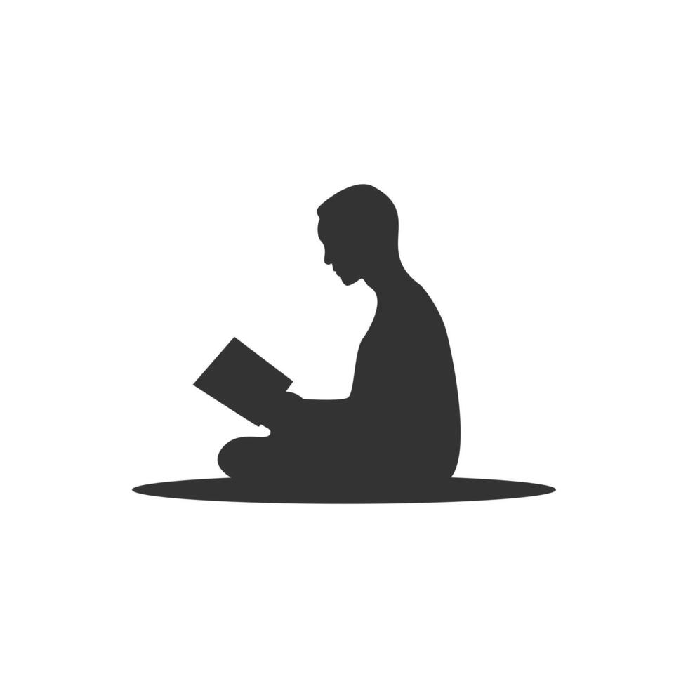 Silhouette von Mann lesen ein Buch vektor