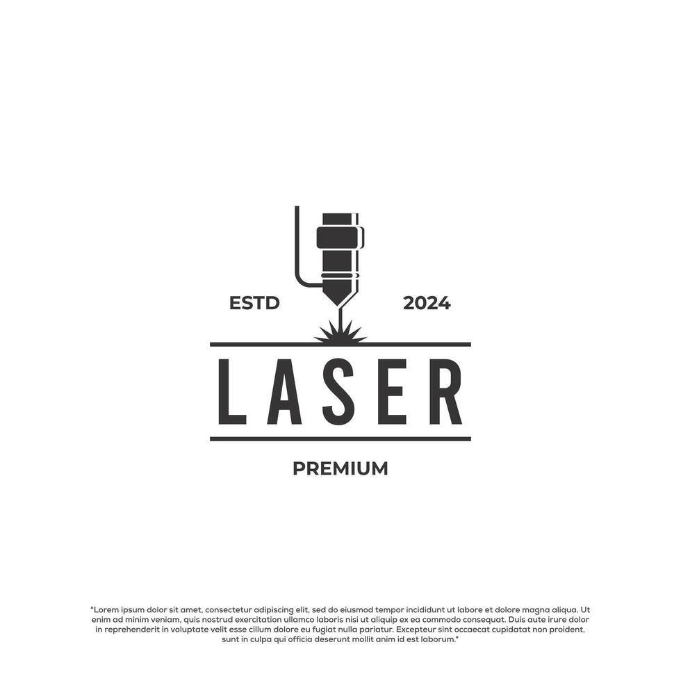 Laser- Schneiden Maschine Logo Design einfach Jahrgang vektor