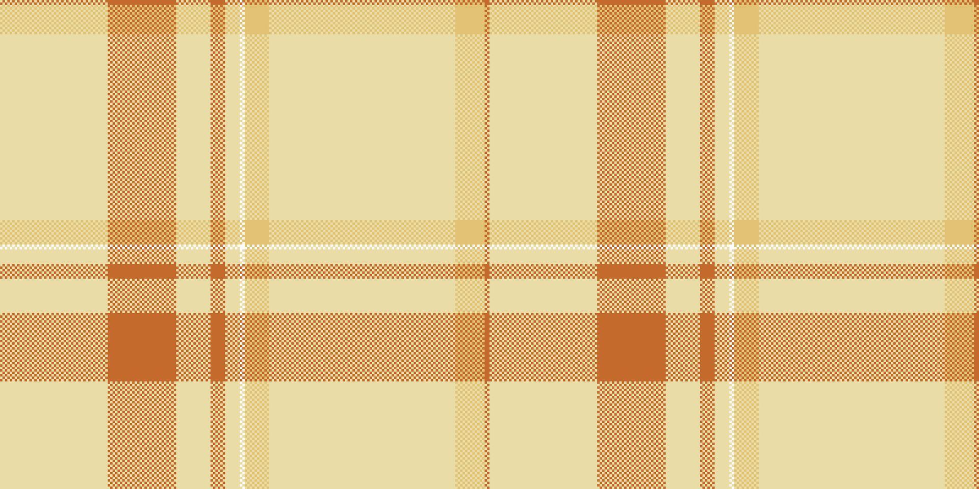 1960 tartan textil- sömlös, matta pläd tyg textur. bekvämlighet vektor mönster kolla upp bakgrund i ljus och orange färger.