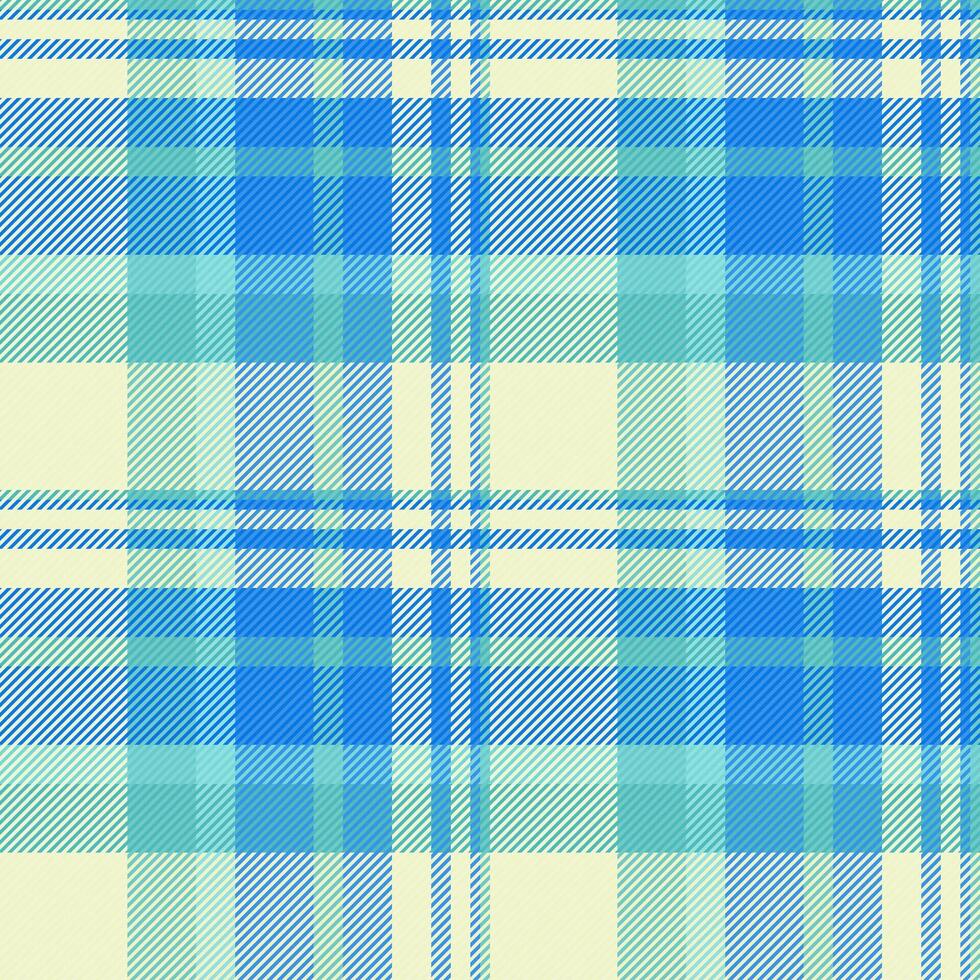 Design Textil- prüfen nahtlos, kratzen Plaid Tartan Muster. 60er Jahre Vektor Textur Stoff Hintergrund im Licht und cyan Farben.