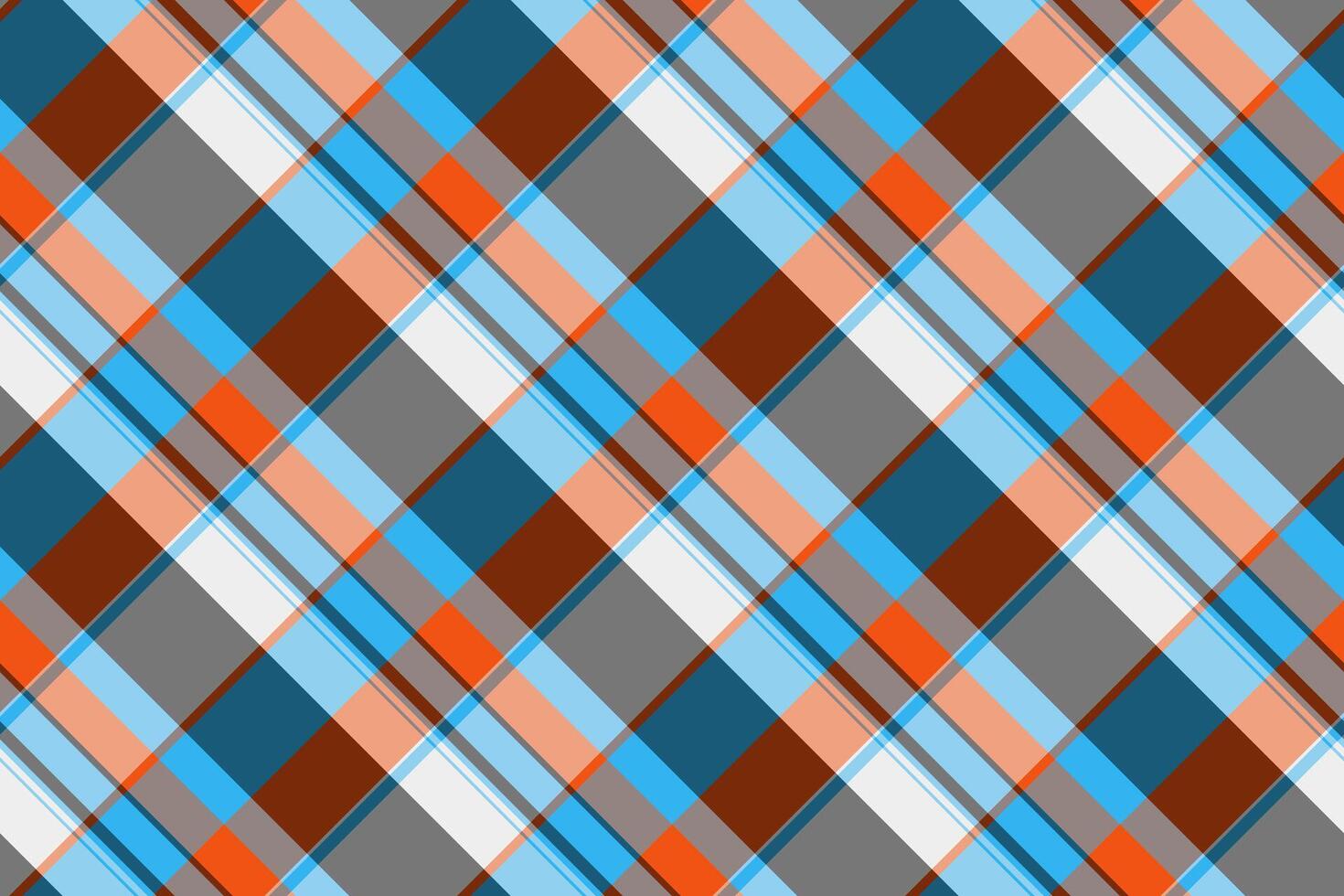 mönster tyg pläd textil, tråd tartan kolla upp mönster. kvinna textur sömlös vektor bakgrund i cyan och orange färger.