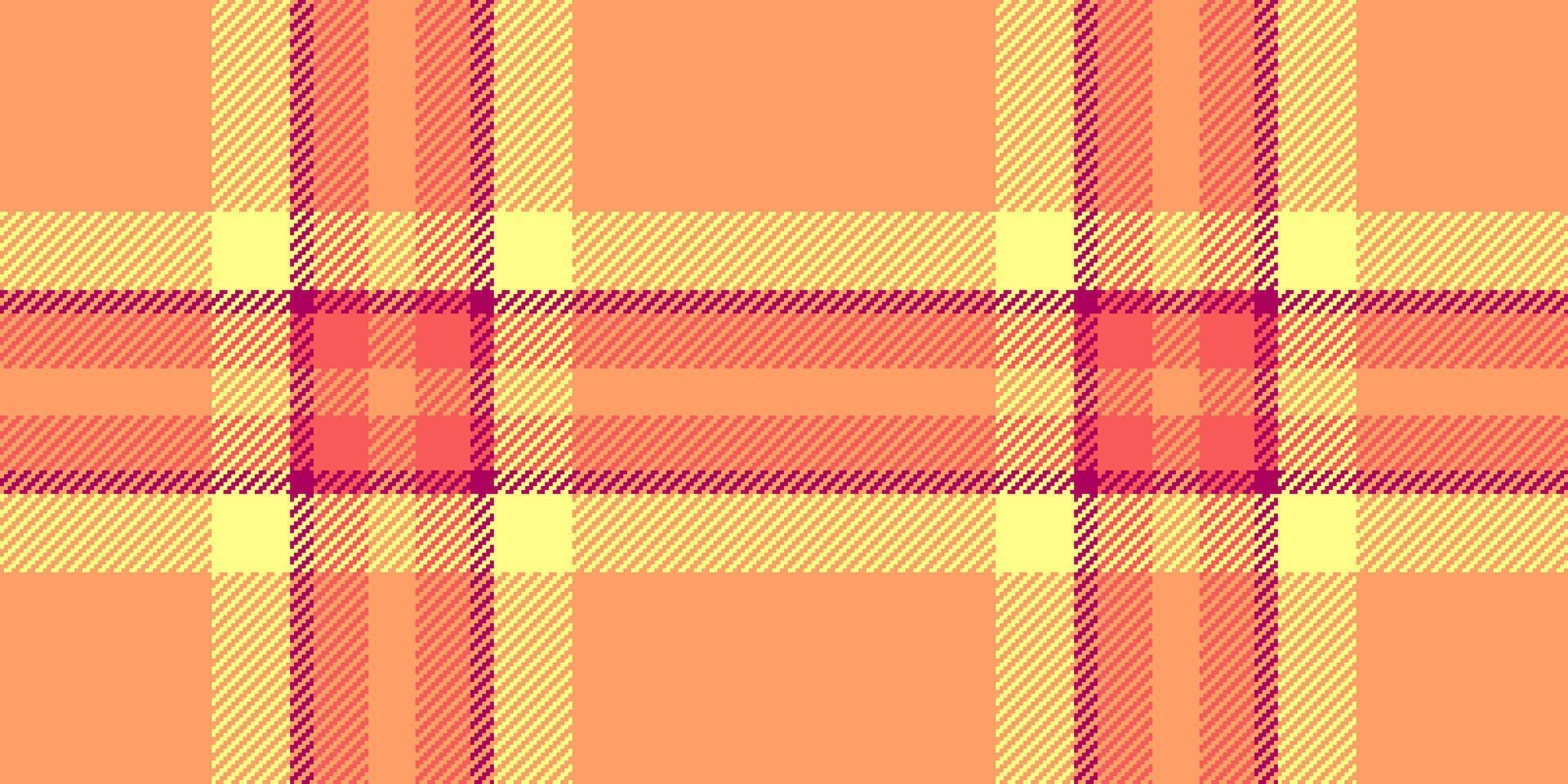 regulär Vektor nahtlos Textur, Jahrestag Hintergrund Plaid überprüfen. Hof Textil- Muster Tartan Stoff im Orange und Gelb Farben.