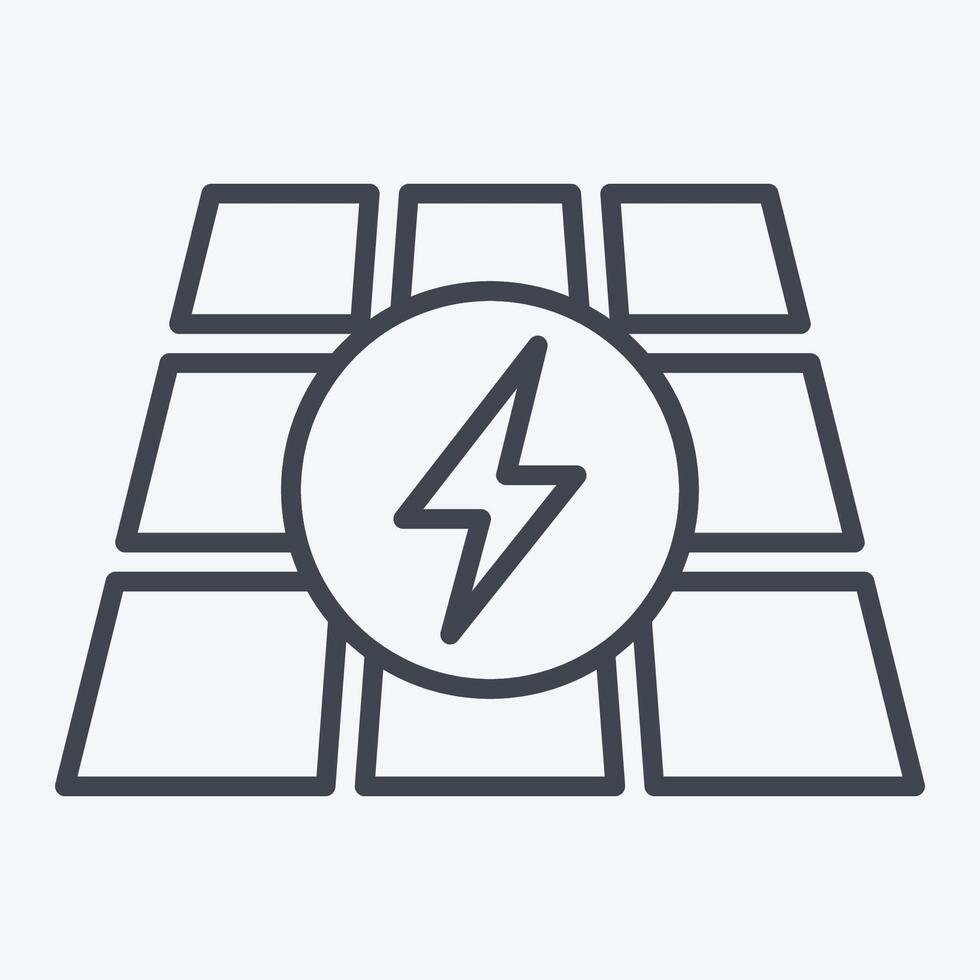 Symbol Photovoltaik. verbunden zu Solar- Panel Symbol. Linie Stil. einfach Design Illustration. vektor