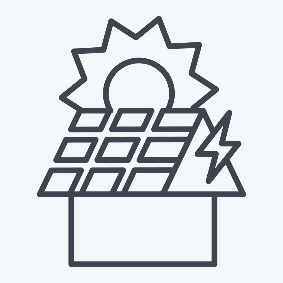 Symbol Dach pv. verbunden zu Solar- Panel Symbol. Linie Stil. einfach Design Illustration. vektor