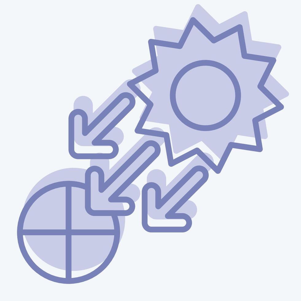 ikon solljus. relaterad till sol- panel symbol. två tona stil. enkel design illustration. vektor