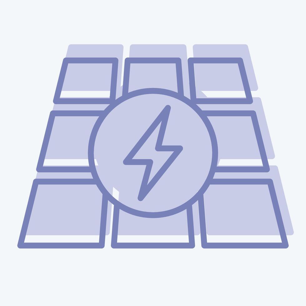 Symbol Photovoltaik. verbunden zu Solar- Panel Symbol. zwei Ton Stil. einfach Design Illustration. vektor