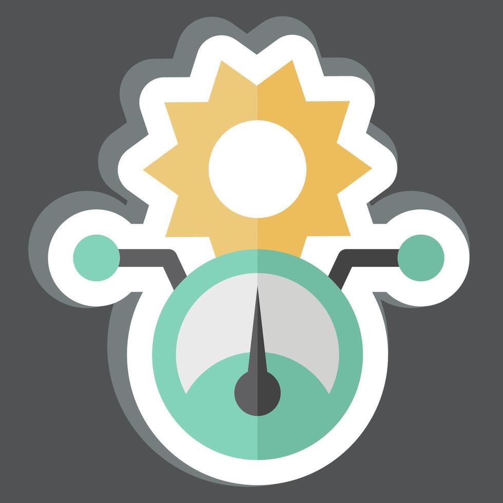 Aufkleber Solar- Leistung Meter. verbunden zu Solar- Panel Symbol. einfach Design Illustration. vektor