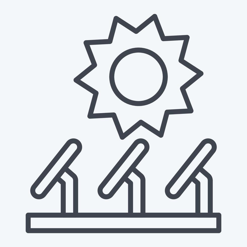 Symbol Solar- Pflanze. verbunden zu Solar- Panel Symbol. Linie Stil. einfach Design Illustration. vektor