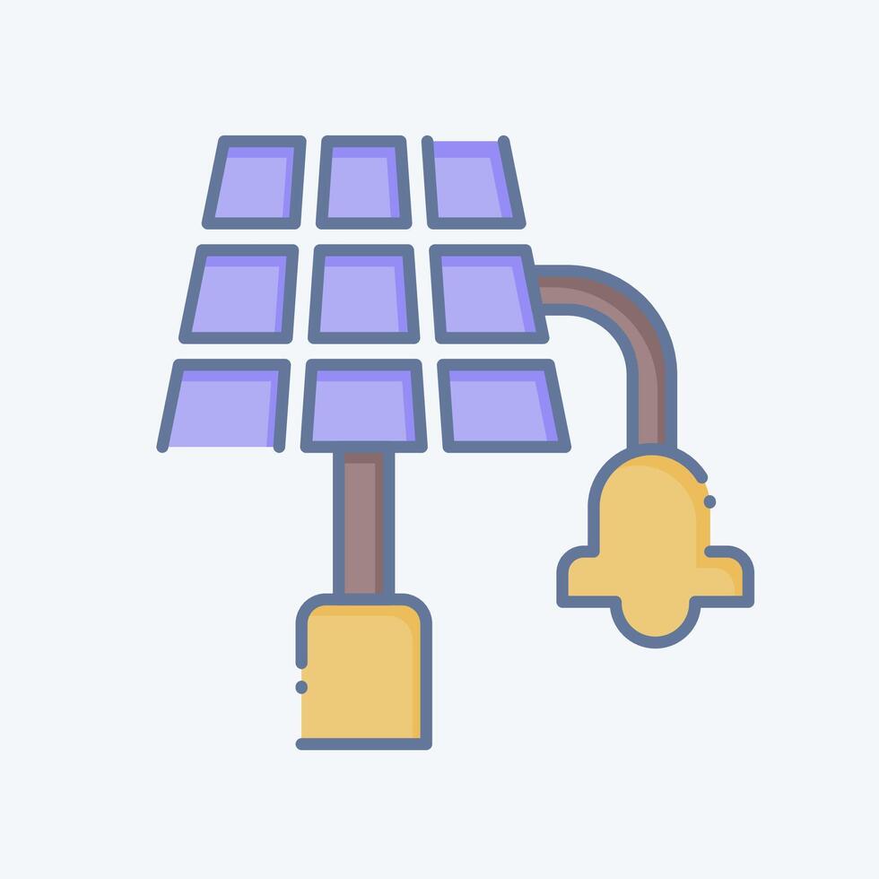 Symbol Solar- Straße Licht. verbunden zu Solar- Panel Symbol. Gekritzel Stil. einfach Design Illustration. vektor