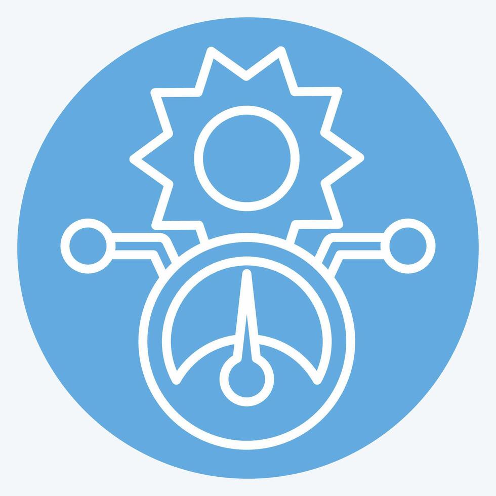 Symbol Solar- Leistung Meter. verbunden zu Solar- Panel Symbol. Blau Augen Stil. einfach Design Illustration. vektor