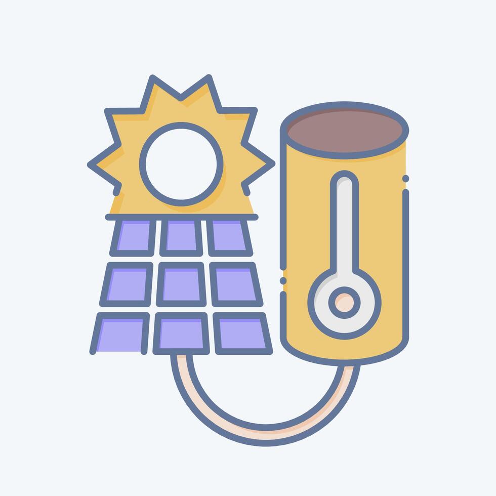 ikon sol- vatten uppvärmning. relaterad till sol- panel symbol. klotter stil. enkel design illustration. vektor