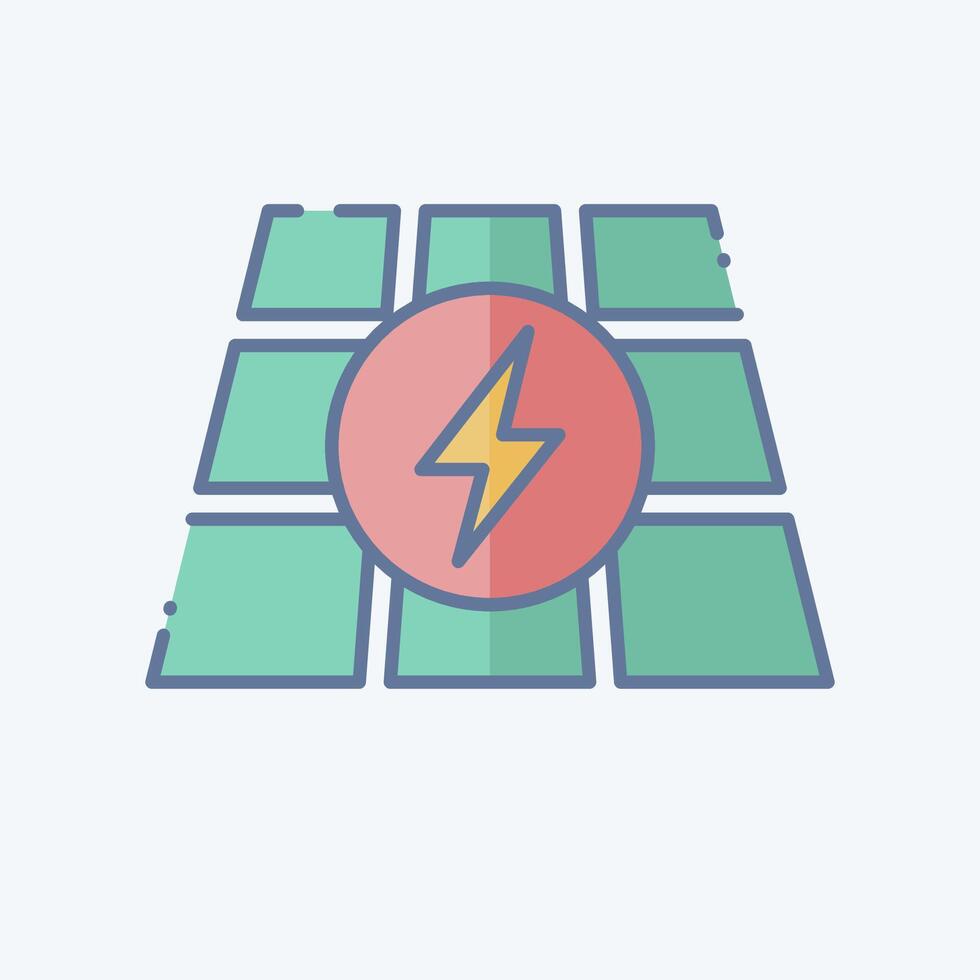 Symbol Photovoltaik. verbunden zu Solar- Panel Symbol. Gekritzel Stil. einfach Design Illustration. vektor