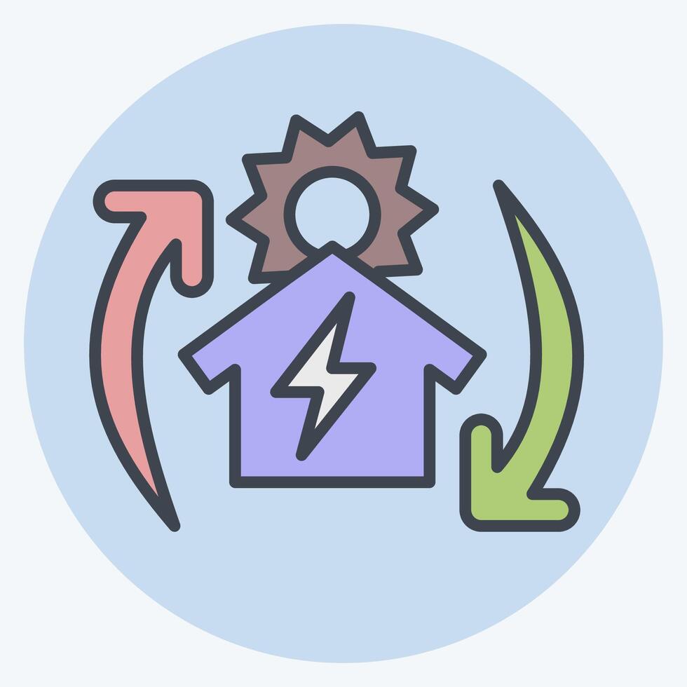 Symbol aus das Netz. verbunden zu Solar- Panel Symbol. Farbe Kamerad Stil. einfach Design Illustration. vektor