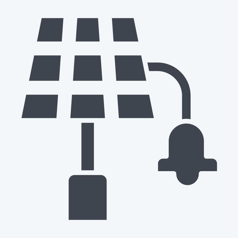 Symbol Solar- Straße Licht. verbunden zu Solar- Panel Symbol. Glyphe Stil. einfach Design Illustration. vektor