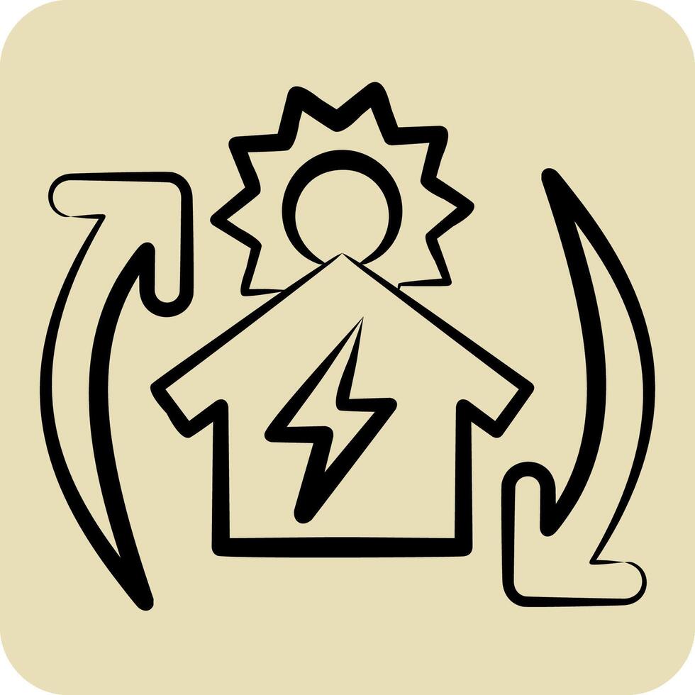 Symbol aus das Netz. verbunden zu Solar- Panel Symbol. Hand gezeichnet Stil. einfach Design Illustration. vektor