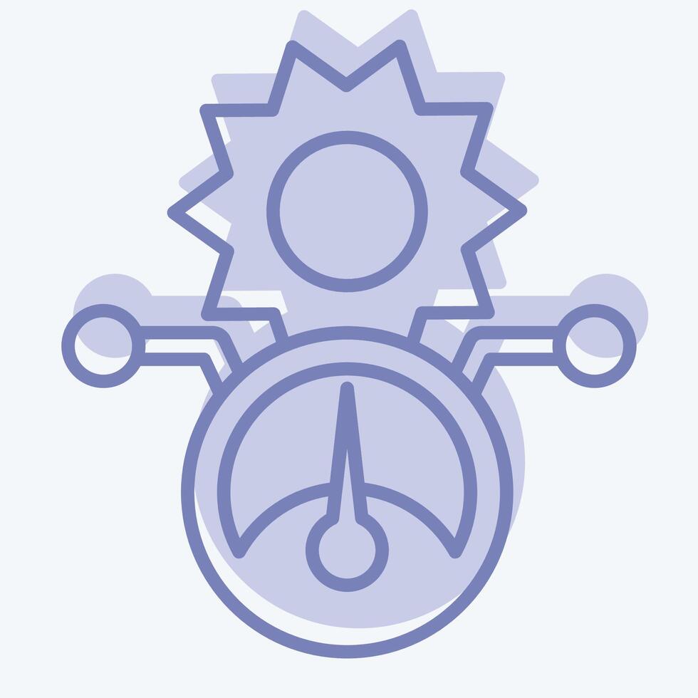 Symbol Solar- Leistung Meter. verbunden zu Solar- Panel Symbol. zwei Ton Stil. einfach Design Illustration. vektor