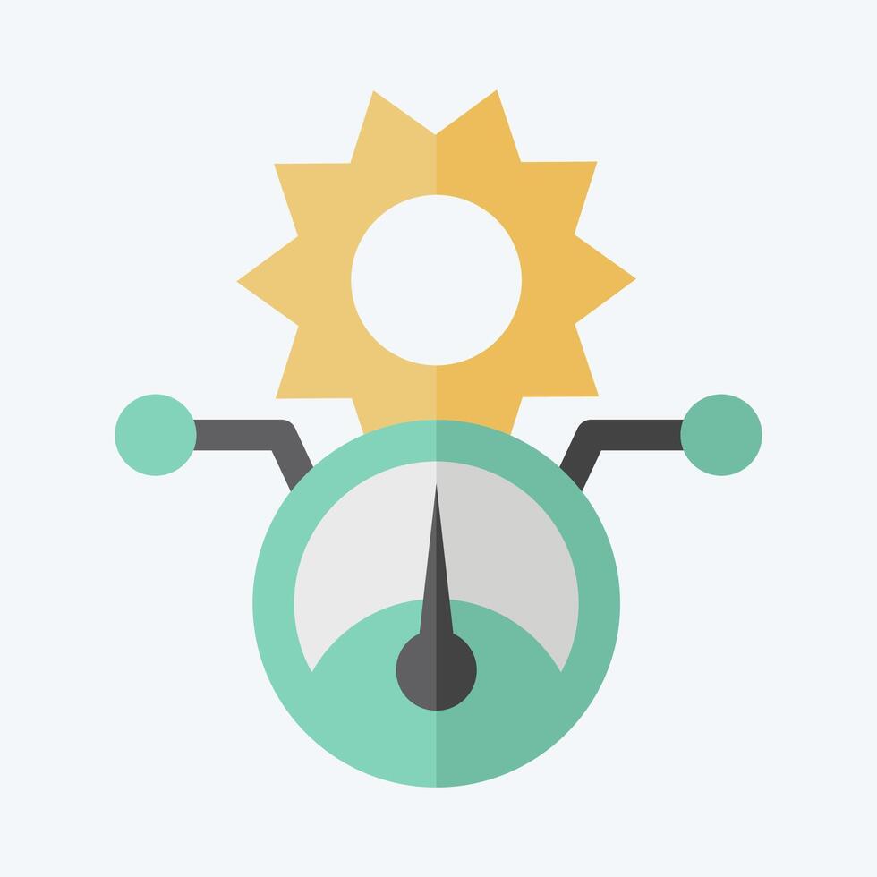 Symbol Solar- Leistung Meter. verbunden zu Solar- Panel Symbol. eben Stil. einfach Design Illustration. vektor