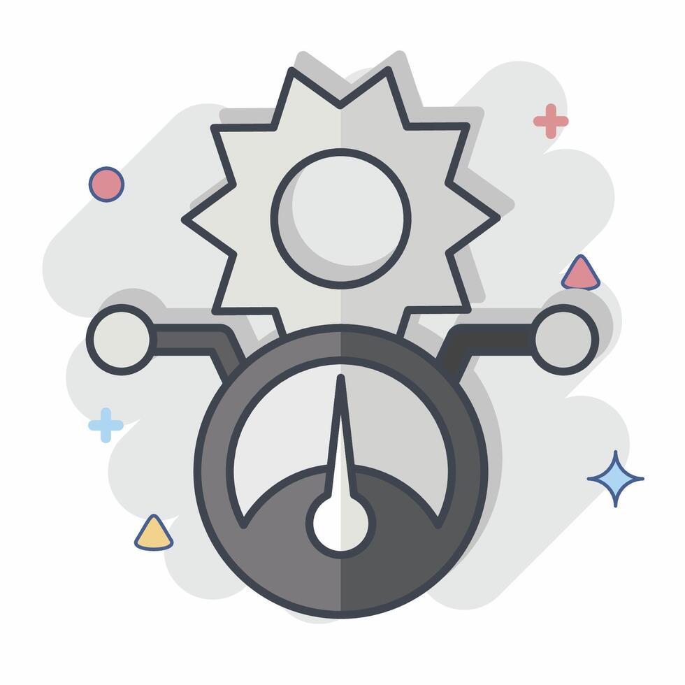 Symbol Solar- Leistung Meter. verbunden zu Solar- Panel Symbol. Comic Stil. einfach Design Illustration. vektor