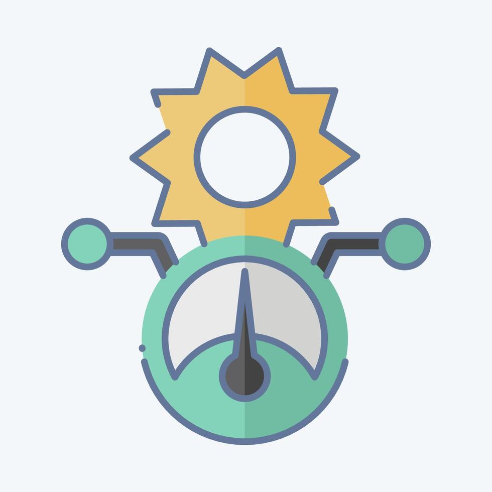 Symbol Solar- Leistung Meter. verbunden zu Solar- Panel Symbol. Gekritzel Stil. einfach Design Illustration. vektor