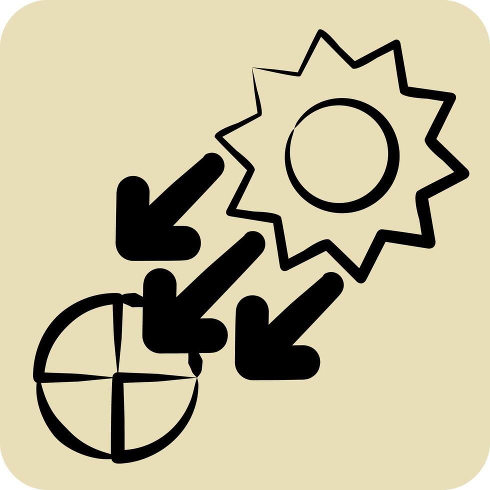 ikon solljus. relaterad till sol- panel symbol. hand dragen stil. enkel design illustration. vektor