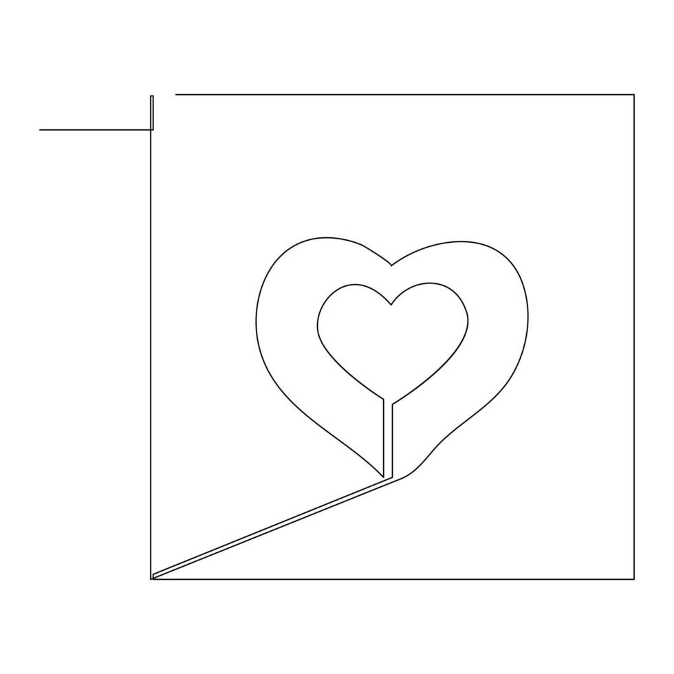 kontinuierlich einer Linie Zeichnung von Briefumschlag mit Herz. Liebe Brief. Vektor Illustration