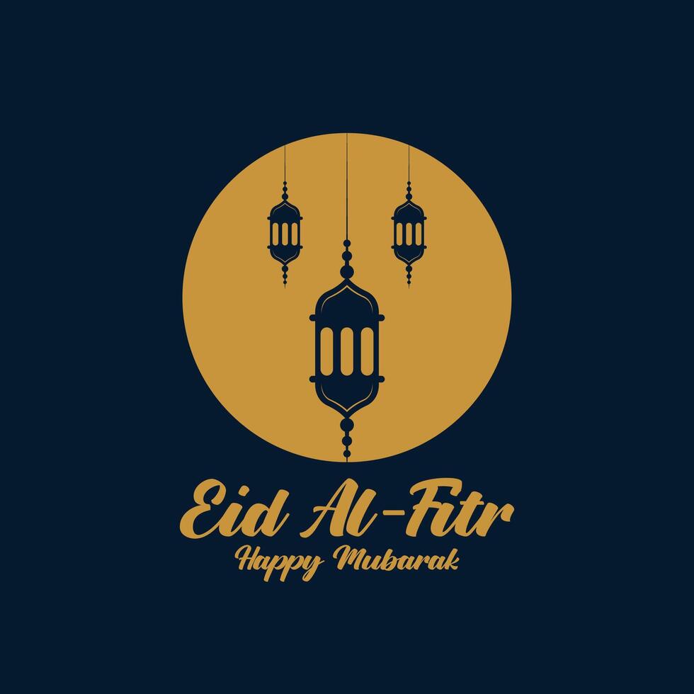 eid al fitr Mubarak Logo Design mit das Konzept von Laternen und Moscheen. Logo zum Grüße, Freundschaft, Muslime und Feier vektor