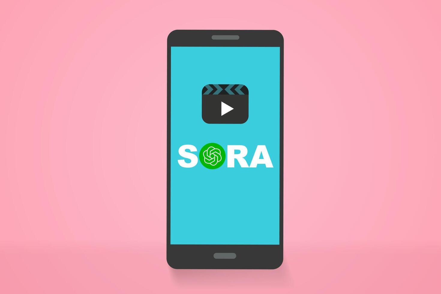 sora ai Logo online Video Generator auf Smartphone Bildschirm Vektor. Handy, Mobiltelefon Telefon mit sora Symbol. sora ist ein künstlich Intelligenz von Text zu Video Generator, Video Modell- von openai chatgpt. vektor