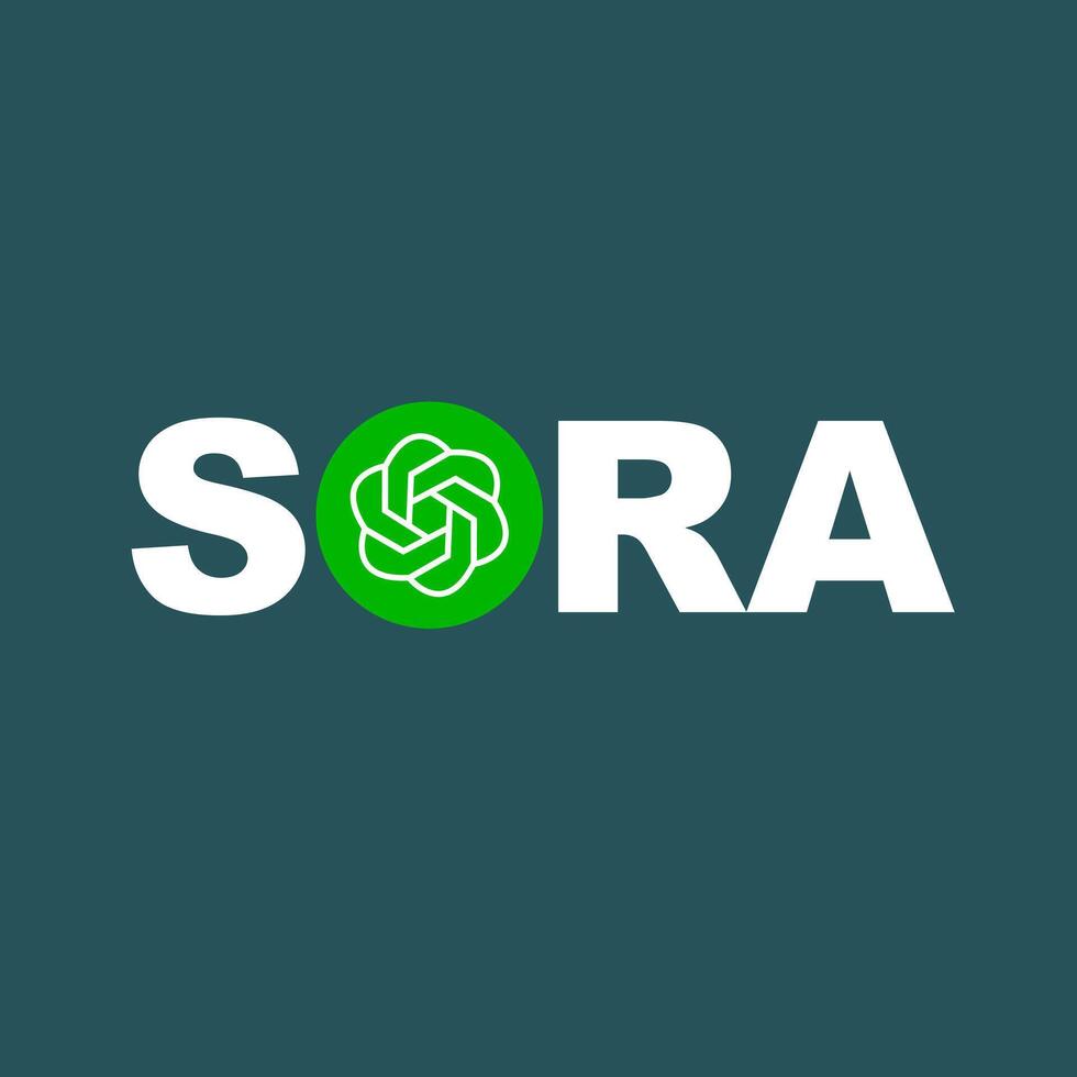 sora ai Symbol Text zu Video online Video Generator Vektor. sora ist ein künstlich Intelligenz von Text zu Video Generator, Video Modell- von openai chatgpt, sora Logo virtuell tief Lernen. vektor