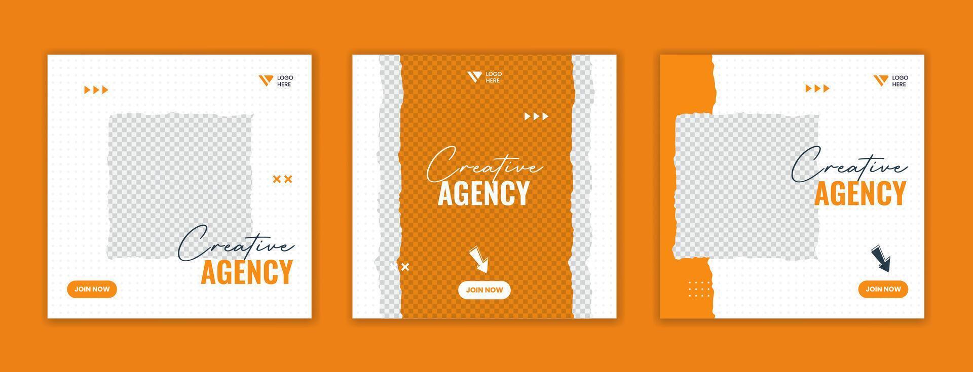orange trendig företags- social media posta design mall. kreativ företag byrå layout vektor