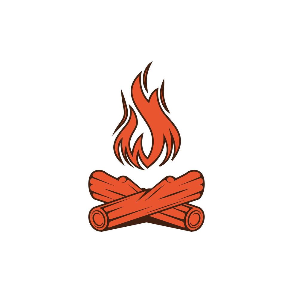 Jahrgang Lagerfeuer Logo Design, Camping Vektor. Logo zum Camping , Abenteuer Tierwelt , Lagerfeuer und Wildnis vektor