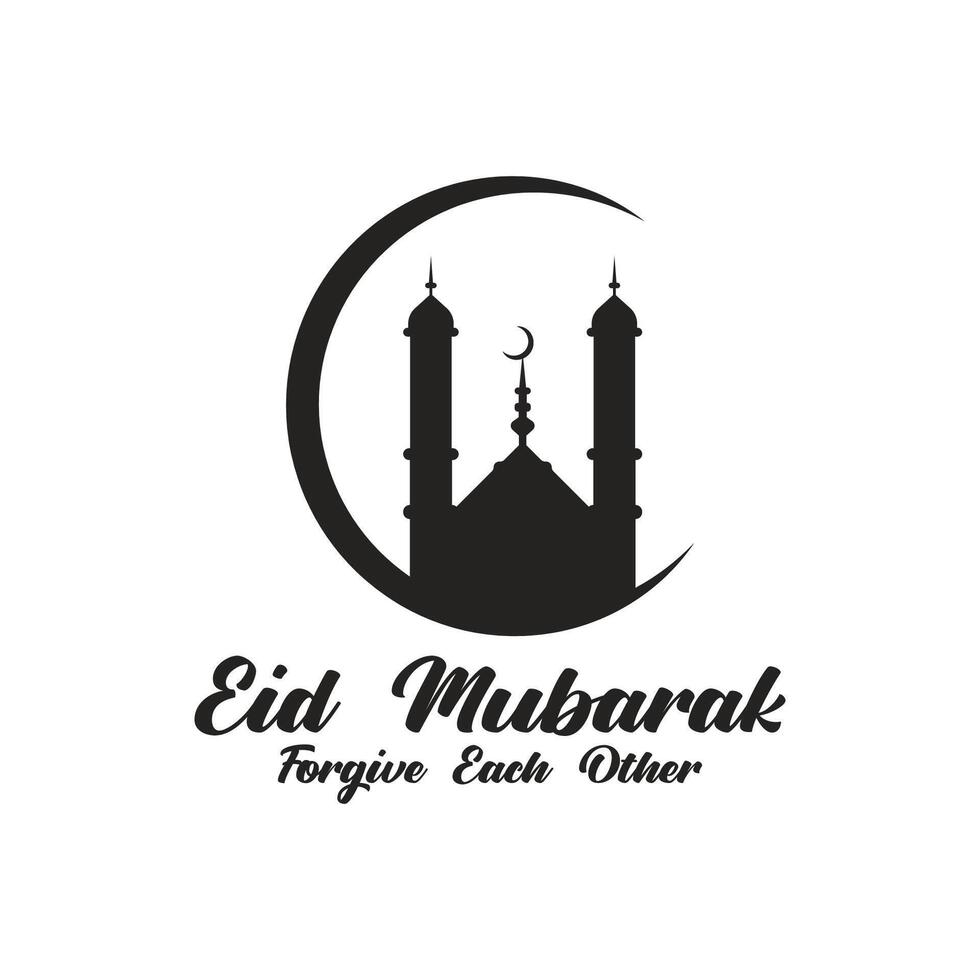 eid al fitr Mubarak Logo Design mit das Konzept von Laternen und Moscheen. Logo zum Grüße, Freundschaft, Muslime und Feier vektor