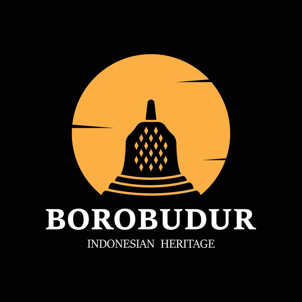 enkel borobudur tempel logotyp vektor design, stupa av borobudur sten tempel indonesiska arv silhuett logotyp design