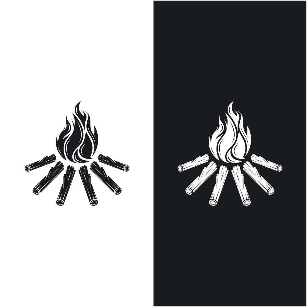 Jahrgang Lagerfeuer Logo Design, Camping Vektor. Logo zum Camping , Abenteuer Tierwelt , Lagerfeuer und Wildnis vektor