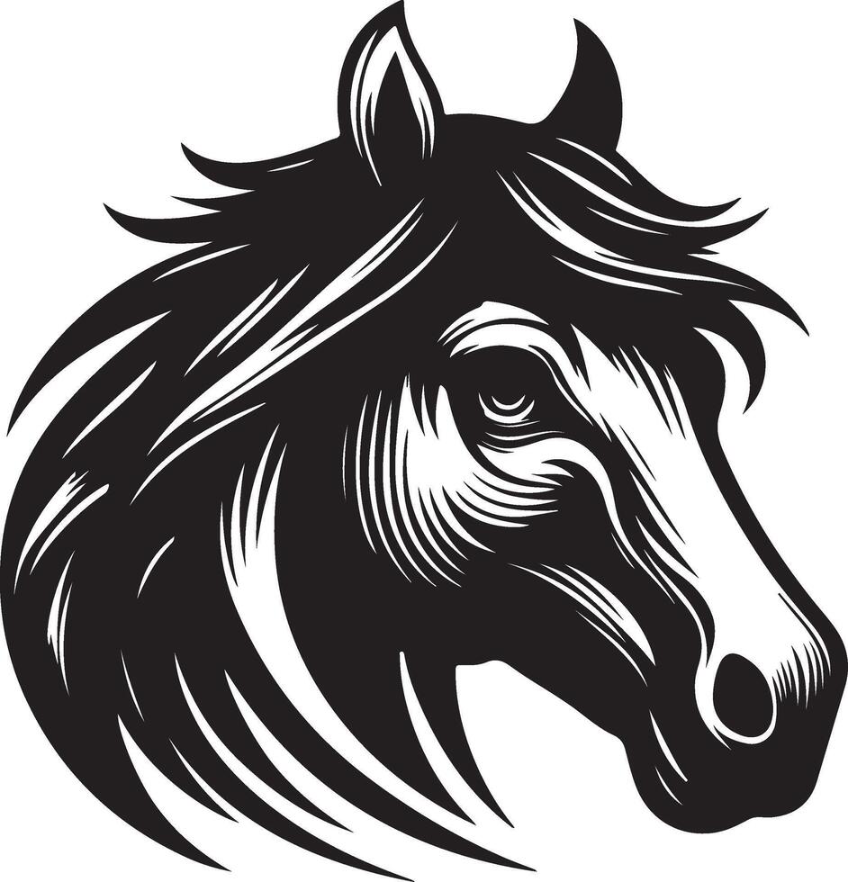 Pferd Kopf Silhouette Vektor Illustration auf Design Weiß Hintergrund