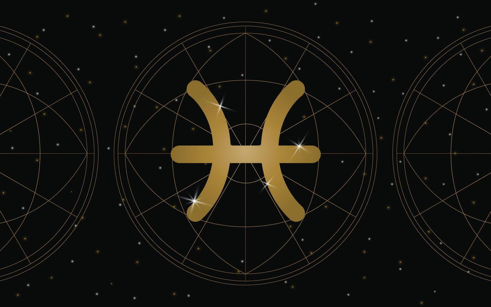 pisces horoskop symbol, astrologi ikon, pisces är de tolfte och slutlig astro tecken i de zodiaken. med stjärnor och galax bakgrund vektor