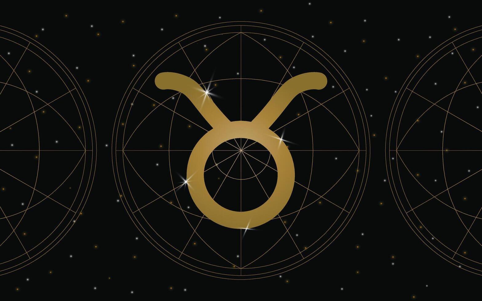 Stier Horoskop Symbol, Astrologie Symbol, Stier ist das zweite astrologisch Zeichen im das modern Tierkreis. mit Sterne und Galaxis Hintergrund vektor