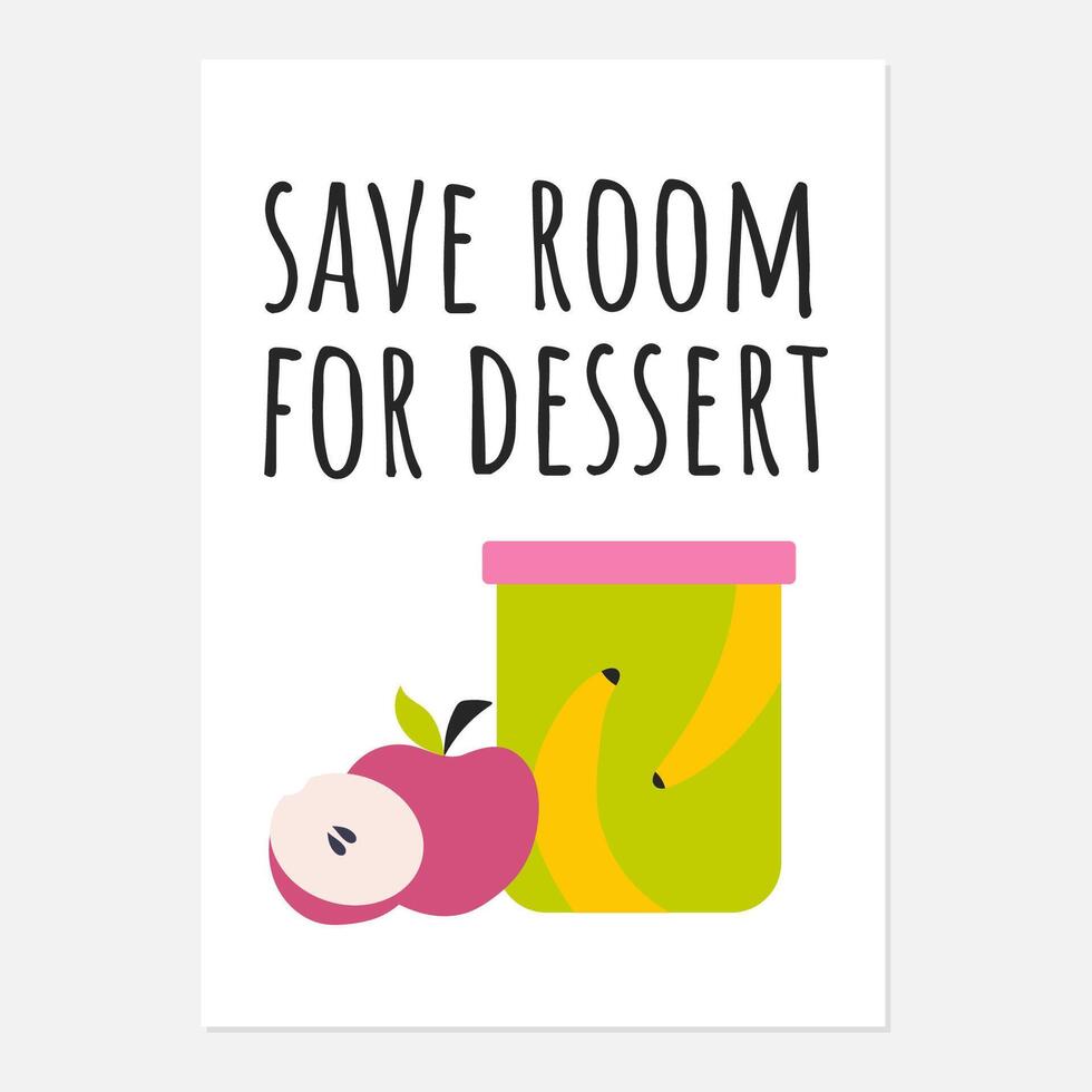 spara rum för efterrätt kök affisch design med äpplen och burk. ritad för hand vektor illustration.