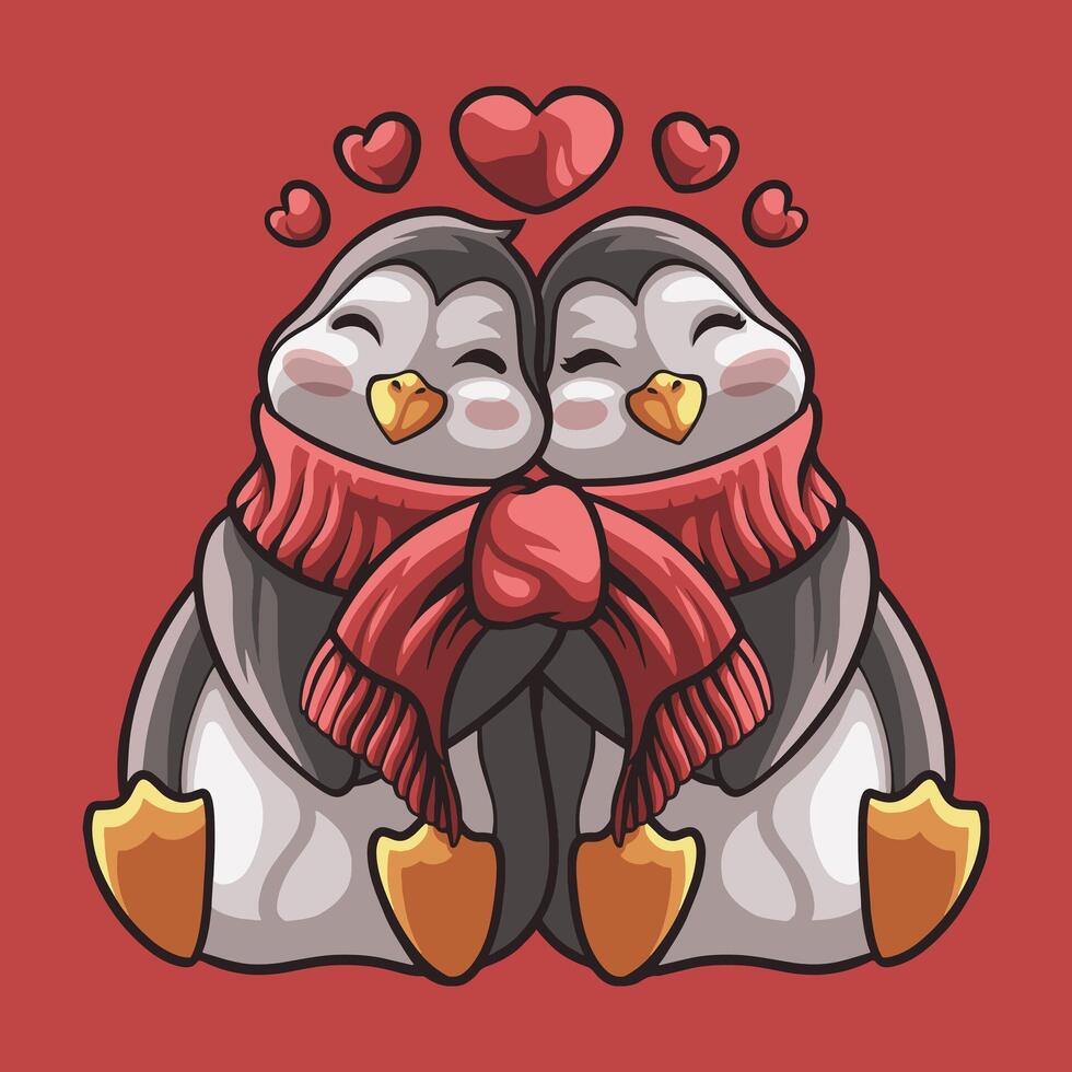 Pinguin Liebe Maskottchen großartig Illustration zum Ihre branding Geschäft vektor